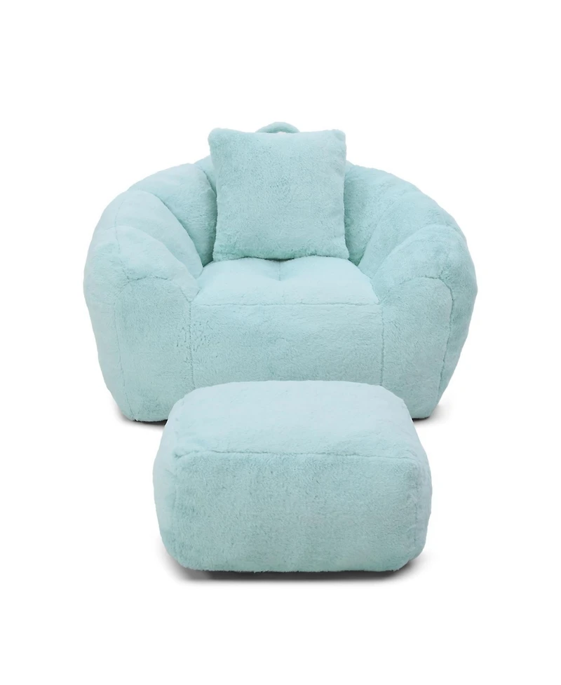Streamdale Furniture Giant Faux Fur Bean Bag Chair with Footstool