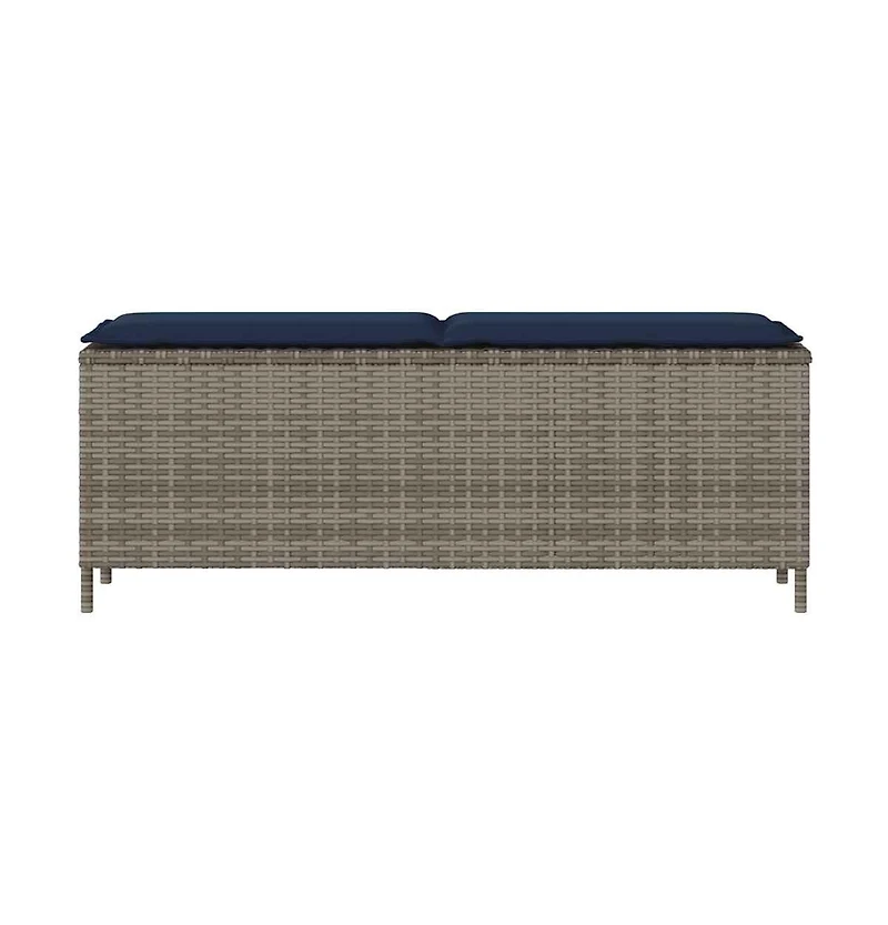 vidaXL Patio Bench with Cushion Gray 43.3"x11.8"x15.9" Poly Rattan