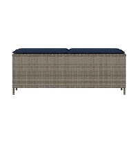 vidaXL Patio Bench with Cushion Gray 43.3"x11.8"x15.9" Poly Rattan