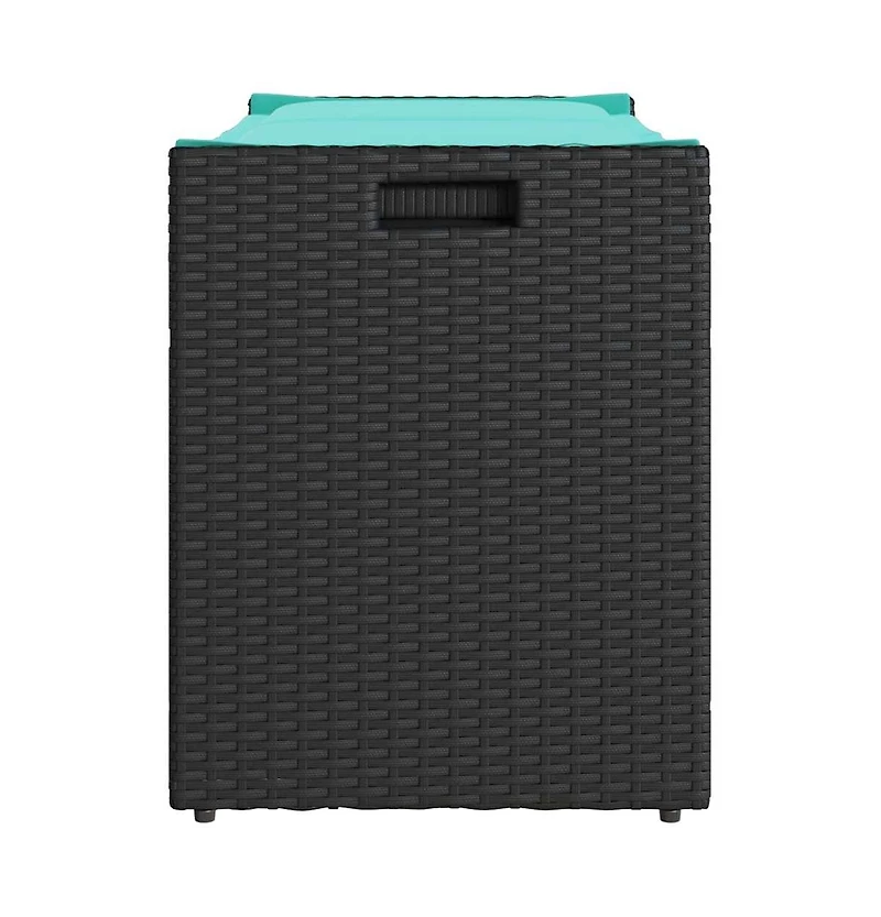 vidaXL Patio Storage Bench with Cushion Black 39.4" Poly Rattan