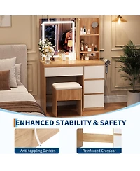 gaomon Vanity Desk with Mirror and Lights - Modern Makeup Dressing Table Outlets
