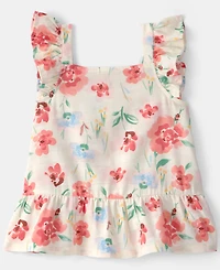 Carter's Girls' Toddler 2T-5T Square Neck Floral Peplum Top