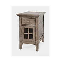 Jofran Rustic Shores Distressed Acacia Usb Charging Chairside End Table