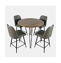 Jofran Five Piece Round Modern Solid Wood Counter Height Dining Set