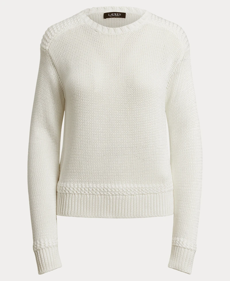 Lauren Ralph Women's Crewneck Stitch Detailing Sweater