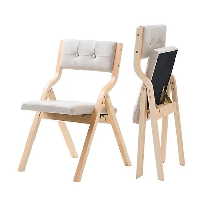Slickblue Set of 2 Wooden Folding Chairs with Soft Padded Cushions