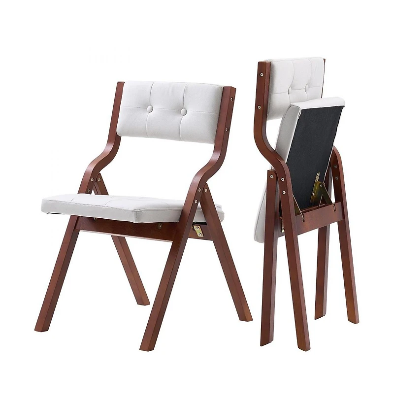 Slickblue Set of 2 Wooden Folding Chairs with Soft Padded Cushions