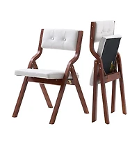 Slickblue Set of 2 Wooden Folding Chairs with Soft Padded Cushions