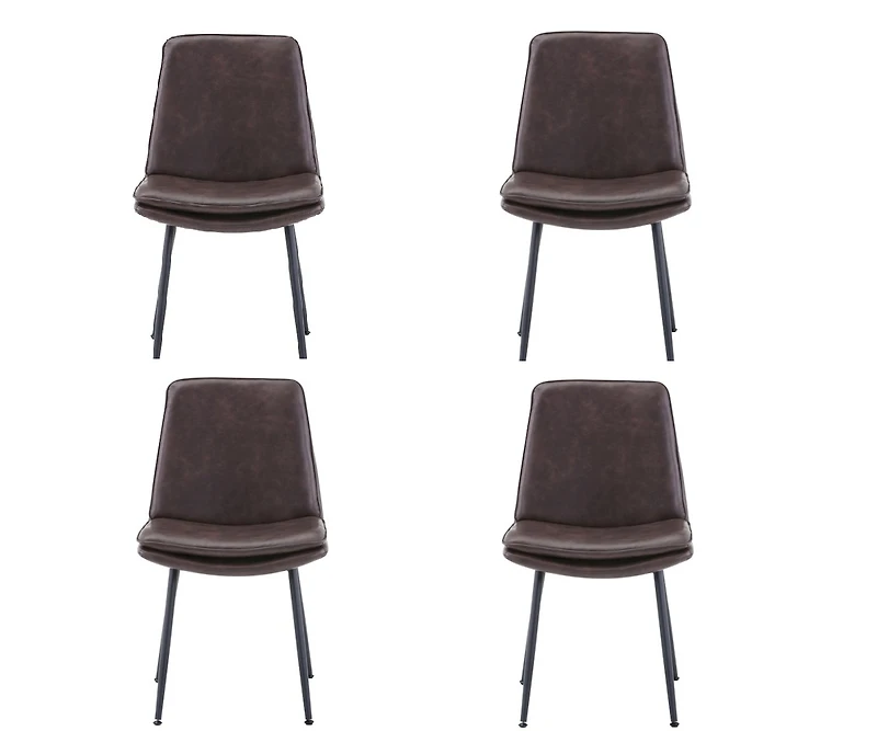 Jofran Draper Mid-Century Modern Upholstered Faux Leather Dining Chair (Set of 4