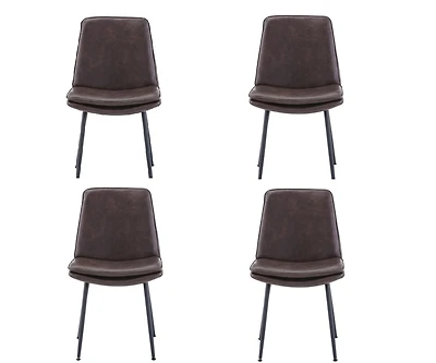 Jofran Draper Mid-Century Modern Upholstered Faux Leather Dining Chair (Set of 4