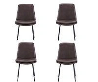 Jofran Draper Mid-Century Modern Upholstered Faux Leather Dining Chair (Set of 4