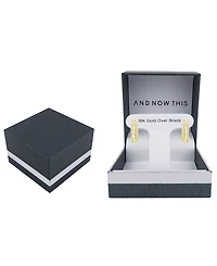 And Now This Crystal Pave 18k Gold Plated Brass Hoop Earrings, Macy's Exclusive