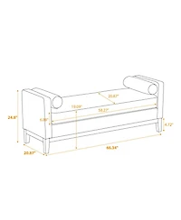 Streamdale Furniture Upholstered Bench/Daybed with Wood Legs & Bolsters - Gray Pu