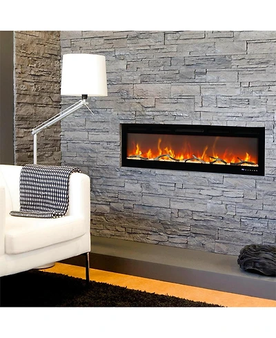 Gaomon 72" Recessed & Wall Mounted Electric Fireplace, Smart WiFi & Remote Control, Multicolor Flame, 750/1500W