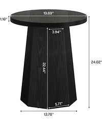 Tribesigns Farmhouse Round End Table, Black Nightstand Pedestal Accent Furniture for Living Room, Bedroom (1)
