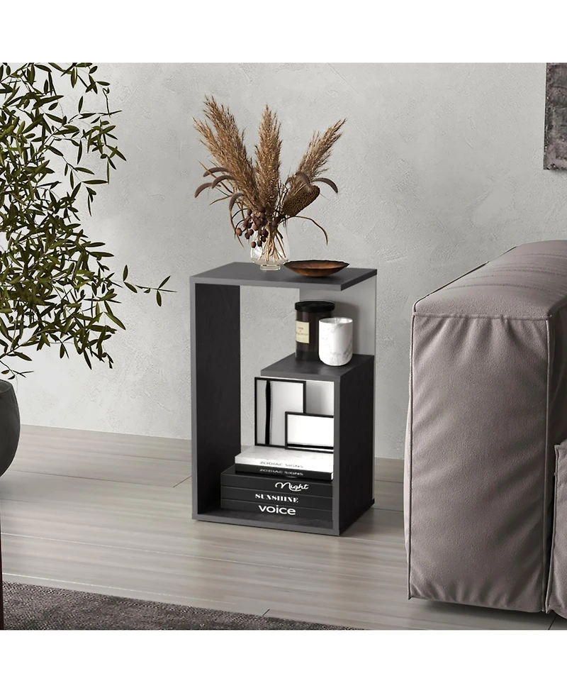 Lovmor Everet 25" High 3-Tier Open Shelf Side Table, Onix