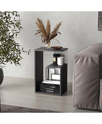 Lovmor Everet 25" High 3-Tier Open Shelf Side Table, Onix