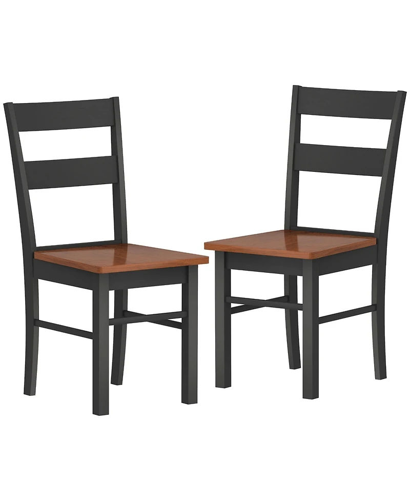 Homcom Farmhouse Armless Dining Chairs, Set of 2 with Open Back, Light