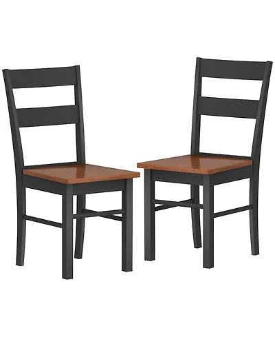 Homcom Farmhouse Armless Dining Chairs, Set of 2 with Open Back, Light