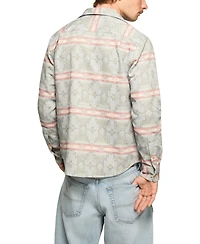 Lucky Brand Men's Jacquard Humboldt Utility Tip Collar Shirt