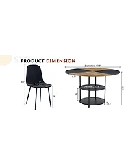 Streamdale Furniture 47" Round Dining Table Set with 4 Black Chairs