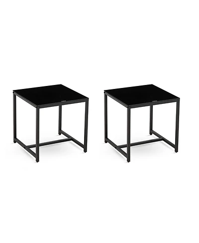 Streamdale Furniture Glass Night Stand with Metal Leg