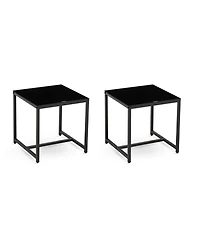 Streamdale Furniture Glass Night Stand with Metal Leg