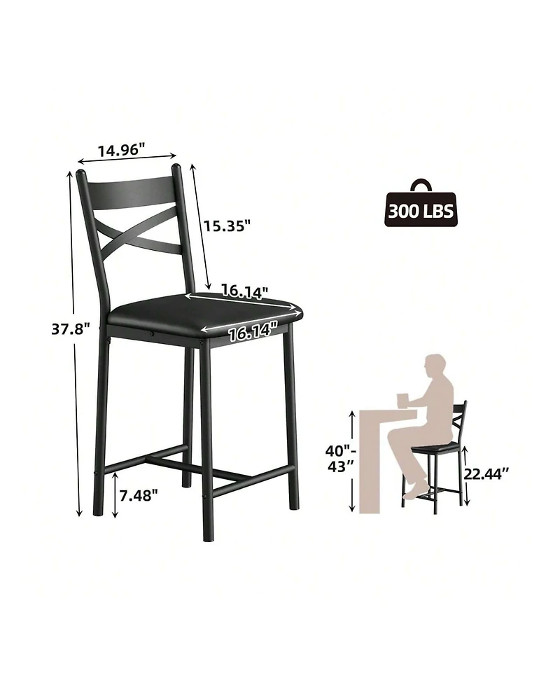 gaomon Bar Stools Set Of 4, Pu Upholstered Bar Chairs, Kitchen Island Chairs With X-Shaped Backrest And Metal Footrest Chairs For Dining Room