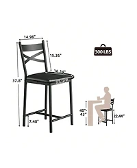 gaomon Bar Stools Set Of 4, Pu Upholstered Bar Chairs, Kitchen Island Chairs With X-Shaped Backrest And Metal Footrest Chairs For Dining Room