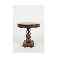 Jofran Global Archive Hand Carved Solid Mango Wood Pedestal Table