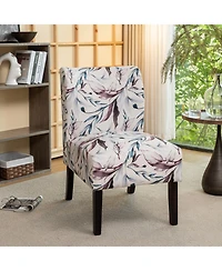 Streamdale Furniture Capa Print Fabric Armless Contemporary Chair, Purple Floral