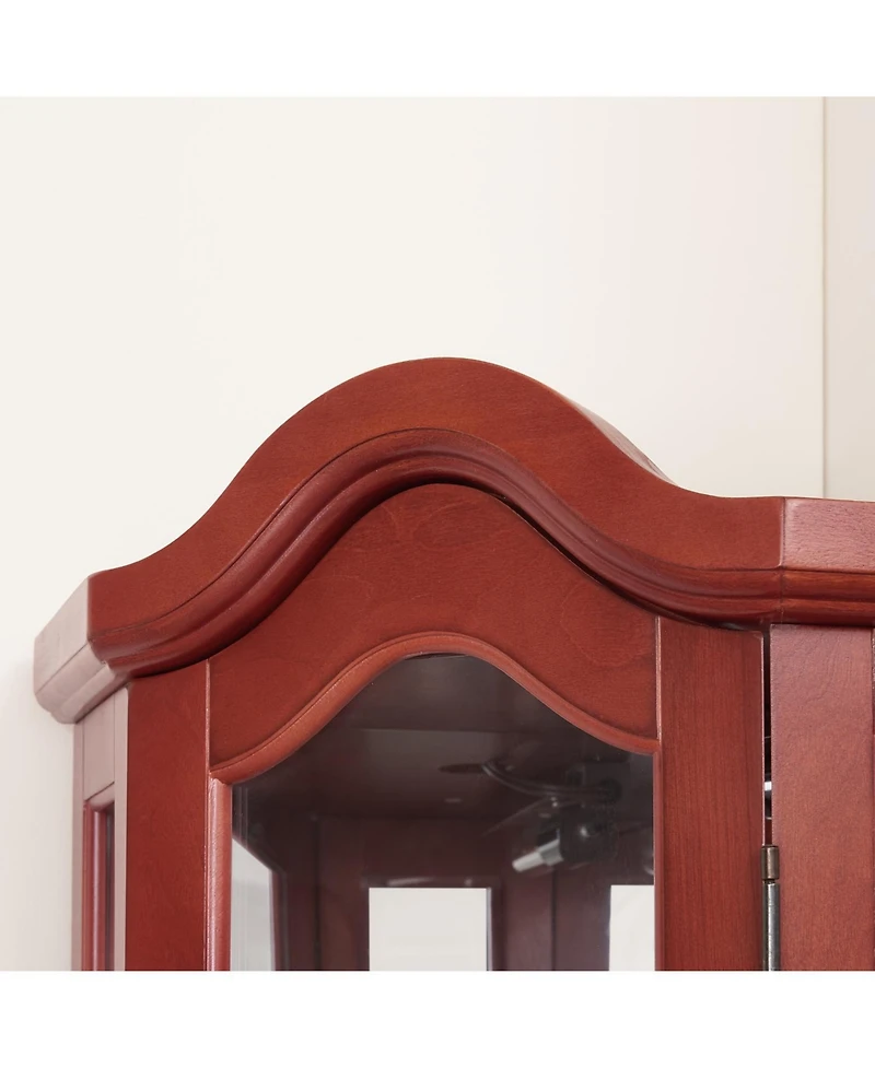 Streamdale Furniture Lighted Cherry Corner Curio Cabinet