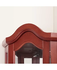 Streamdale Furniture Lighted Cherry Corner Curio Cabinet