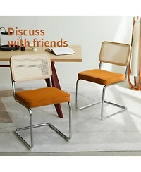 Streamdale Furniture Velvet Rattan Dining Chairs Chrome Legs (Set of 2)