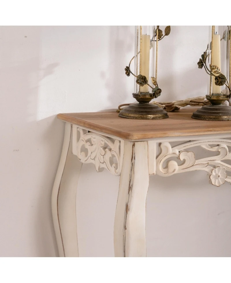 Streamdale Furniture Antique White Carved Console Table