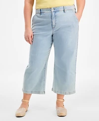 Style & Co Plus Wide-Leg Cropped Jeans, Exclusively at Macy's
