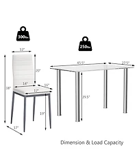 Costway 5 Piece Dining Set Table 29.6'' and 4 Chairs Glass Metal Kitchen Breakfast Furniture