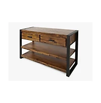 Jofran Loftworks Modern Industrial Distressed Acacia 50" Sofa Table with Drawers