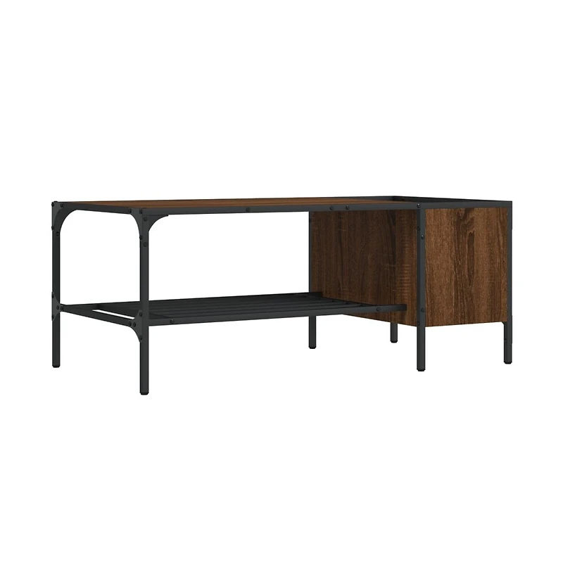 vidaXL Coffee Table Brown Oak and Black Engineered Wood and Metal Medium
