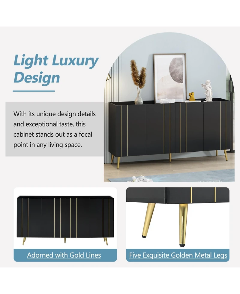 Streamdale Furniture Modern Luxe Shoe & Tv Cabinet with Gold Doors