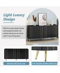 Streamdale Furniture Modern Luxe Shoe & Tv Cabinet with Gold Doors
