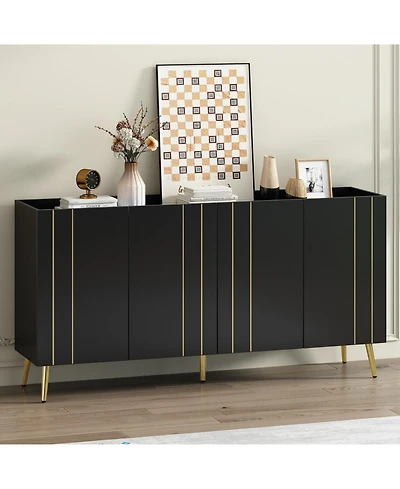 Streamdale Furniture Modern Luxe Shoe & Tv Cabinet with Gold Doors