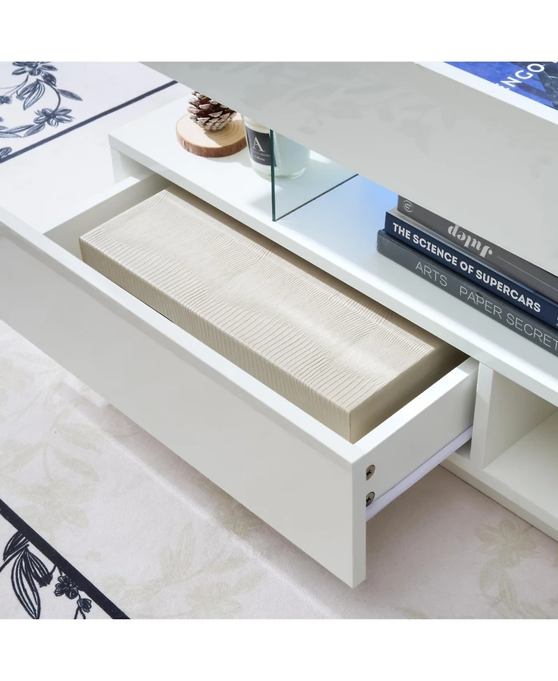 Streamdale Furniture Lift Top Coffee Table with Hidden Storage Led Lights