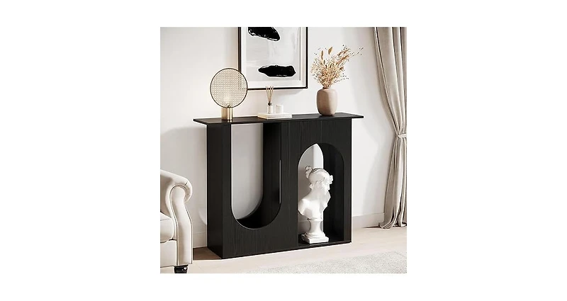 Tribesigns 39.4'' Black Console Table, Narrow Sofa Table Behind The Couch with Arched Design