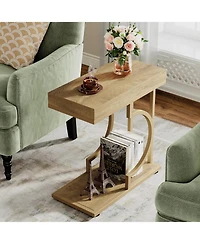 Tribesigns Narrow Side Table, C Shaped End Table for Living Room