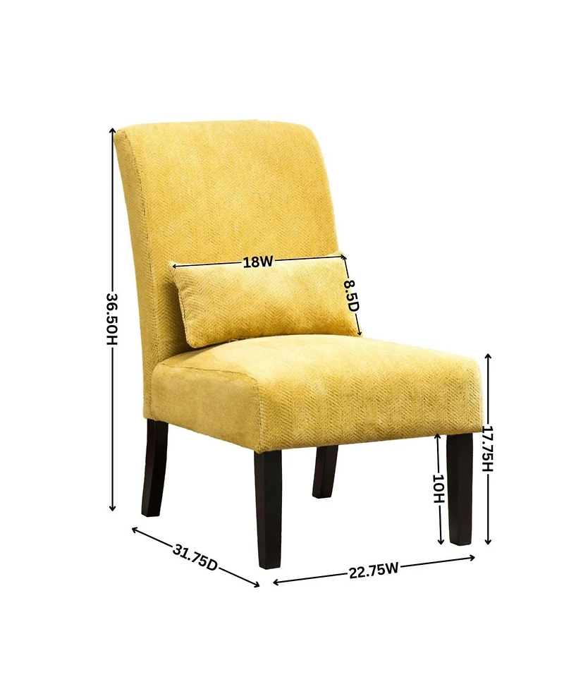 Streamdale Furniture Pisano Contemporary Chenille Fabric Armless Chair with Pillow