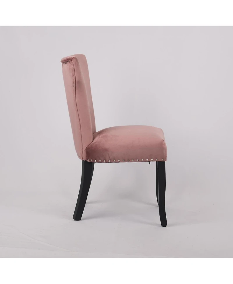 Streamdale Furniture Velvet dining chair T-strap thick cushion solid wood legs set of 2