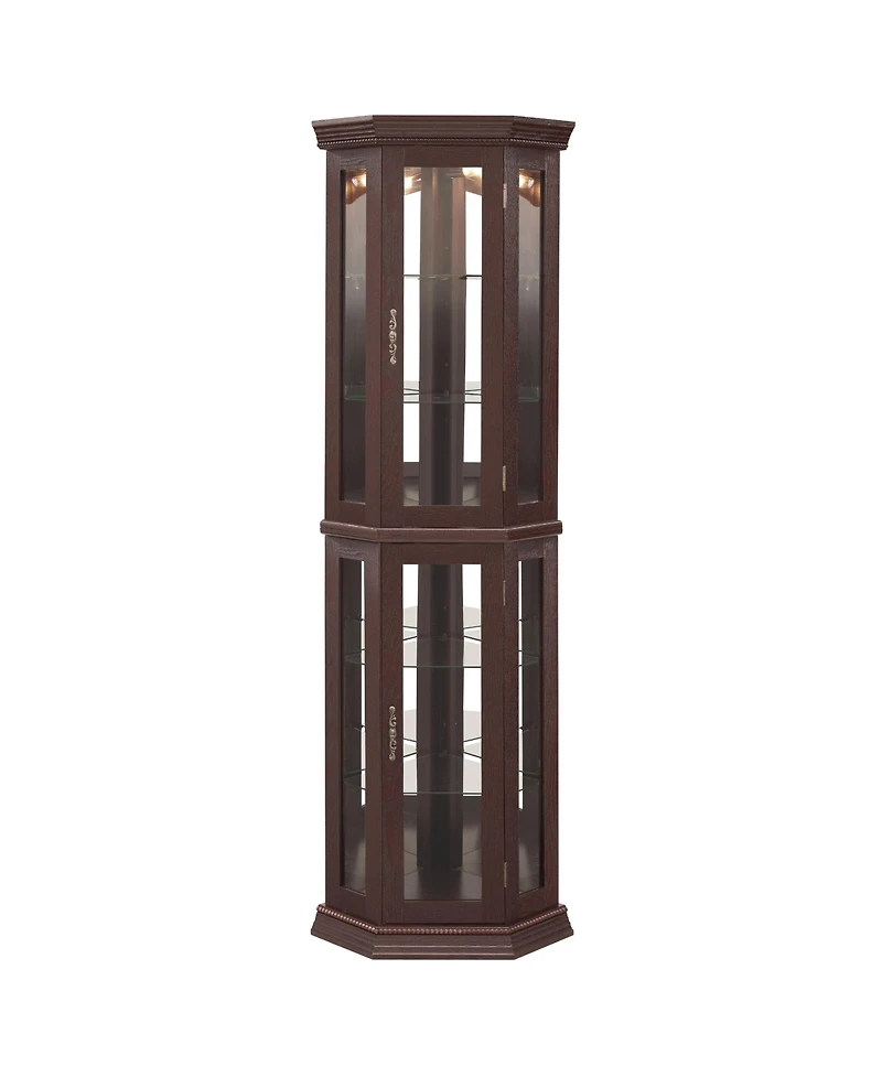 Streamdale Furniture Streamdale Lighted Corner Curio Cabinet - Glass Display - Dark Cherry