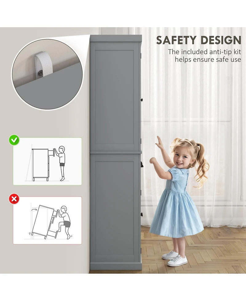 Homcom 72.5" Kitchen Pantry Cabinet with 4 Doors, Drawer