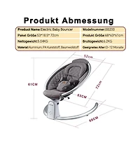 Cesicia Electric Baby Bouncer Baby Rocker Baby Chair with Bluetooth, Music Speaker, Intelligent Timing and Led Touch Screen